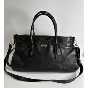 Coach Morgan Women's Satchel Crossbody Bag in Pebble Black Leather F35185